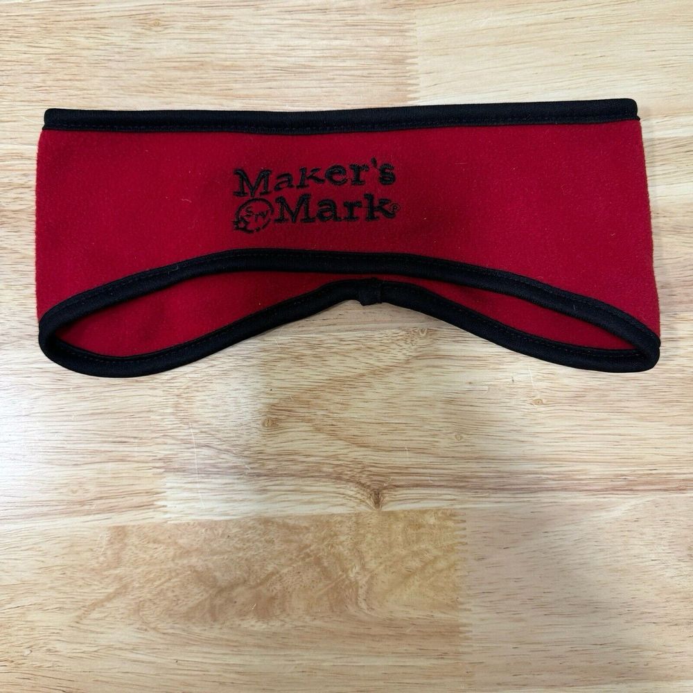 Maker's Mark Bourbon Headband Earmuffs Red Black Fleece Kentucky Trail‎ Outdoors